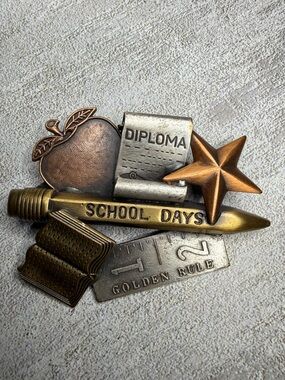 School Days Multi-Tone Metal Brooch- Golden Rule